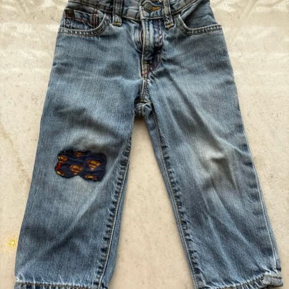 Superman Toddler Denim Jeans with Knee Patch